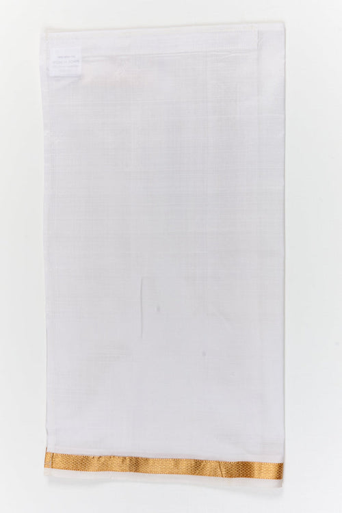The Nesavu Boys Vesti Traditional Boys Vesti with Silk Texture and Classic Border Nesavu 18 (2Y) / White / Silk D062B-18 Nesavu traditional silk vesti for boys – minimal and elegant for rituals and festivals