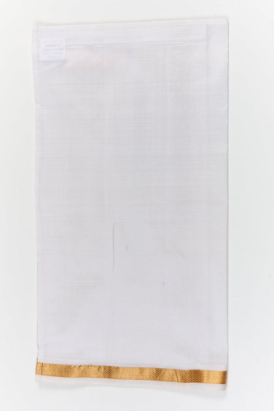 The Nesavu Boys Vesti Traditional Boys Vesti with Silk Texture and Classic Border Nesavu 18 (2Y) / White / Silk D062B-18 Nesavu traditional silk vesti for boys – minimal and elegant for rituals and festivals