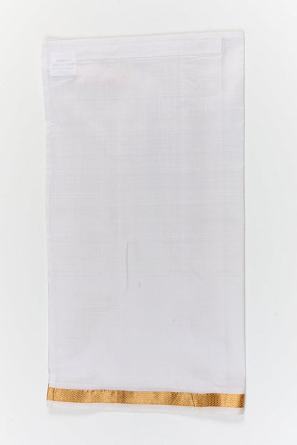 The Nesavu Boys Vesti Traditional Boys Vesti with Silk Texture and Classic Border Nesavu Nesavu traditional silk vesti for boys – minimal and elegant for rituals and festivals