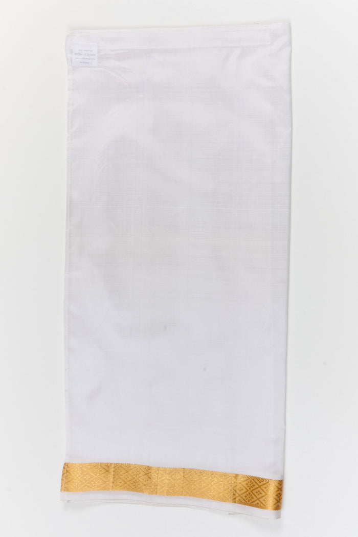 The Nesavu Pure Silk Vesti Silk Dhoti for Baby Boys for Naming Ceremony and Milestone Events Nesavu 26 (6Y) / White / Pure Silk D073A-26 Nesavu silk dhoti for baby boys – perfect for naming ceremonies, rituals, and cultural baby milestones
