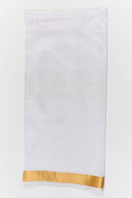 The Nesavu Pure Silk Vesti Silk Dhoti for Baby Boys for Naming Ceremony and Milestone Events Nesavu 26 (6Y) / White / Pure Silk D073A-26 Nesavu silk dhoti for baby boys – perfect for naming ceremonies, rituals, and cultural baby milestones