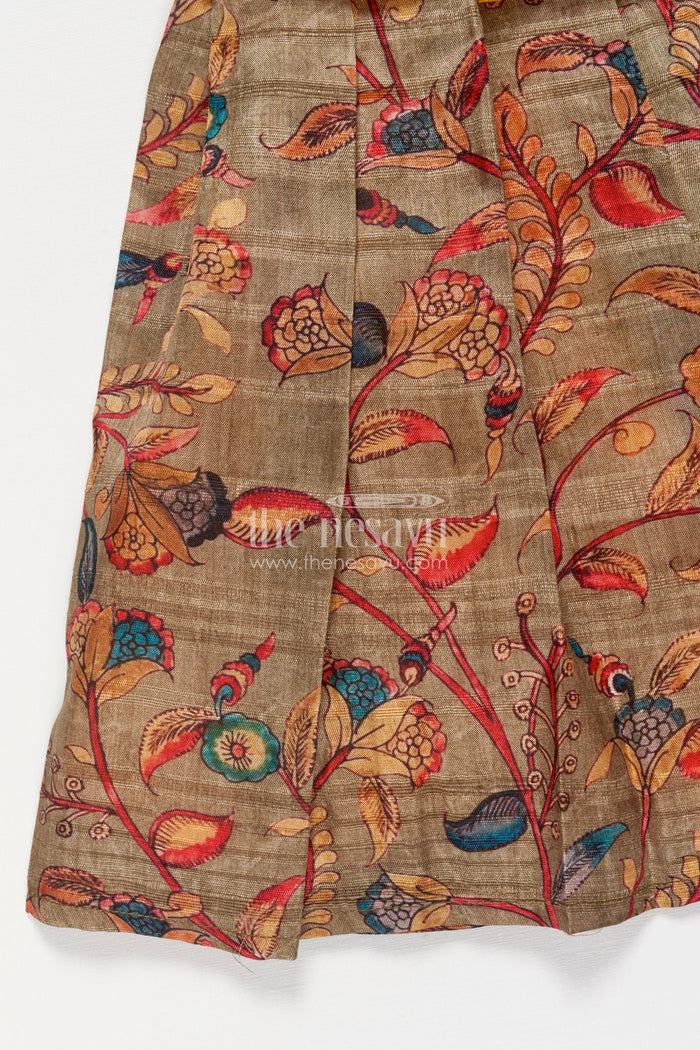 The Nesavu Silk Frock Silk Frock for Baby Girl for Wedding Receptions and Festive Occasions Nesavu Nesavu silk frock for baby girls with chanderi cotton print for festive and wedding occasions