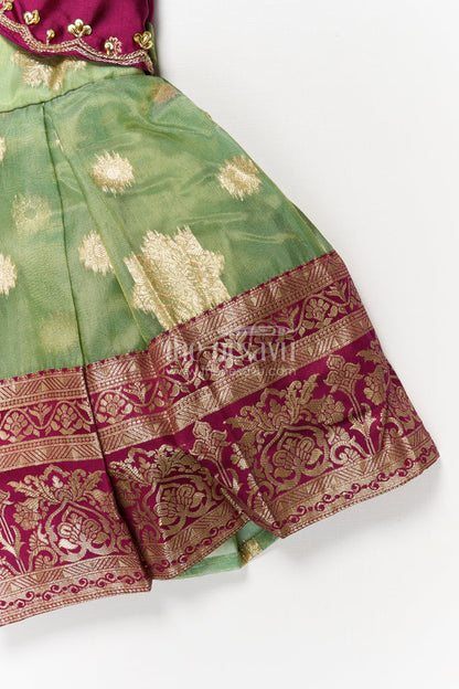 The Nesavu Silk Frock Silk Frock for Baby Girl’s First Festival or Family Function Nesavu Nesavu silk frock for baby girl with zari border – perfect for naming ceremony or festive occasions