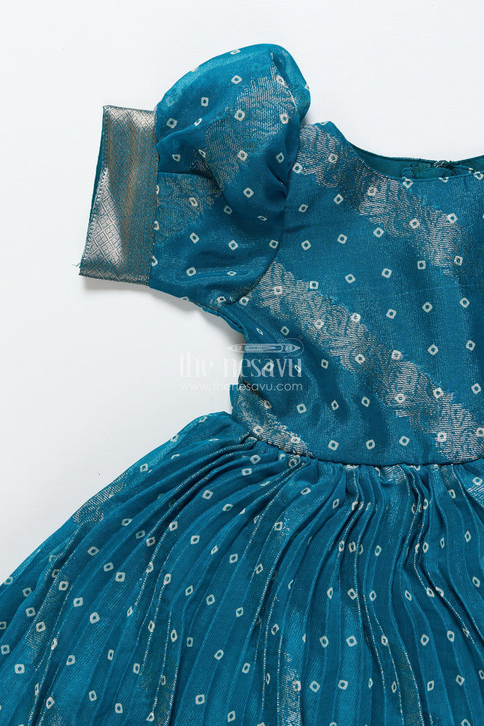 The Nesavu Silk Frock Silk Frock for Toddler Girls Perfect for Ethnic Functions and Festivals Nesavu Nesavu toddler girl silk frock jacquard weaving  perfect Diwali traditional family functions
