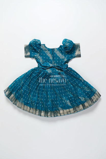 The Nesavu Silk Frock Silk Frock for Toddler Girls Perfect for Ethnic Functions and Festivals Nesavu Nesavu toddler girl silk frock jacquard weaving  perfect Diwali traditional family functions