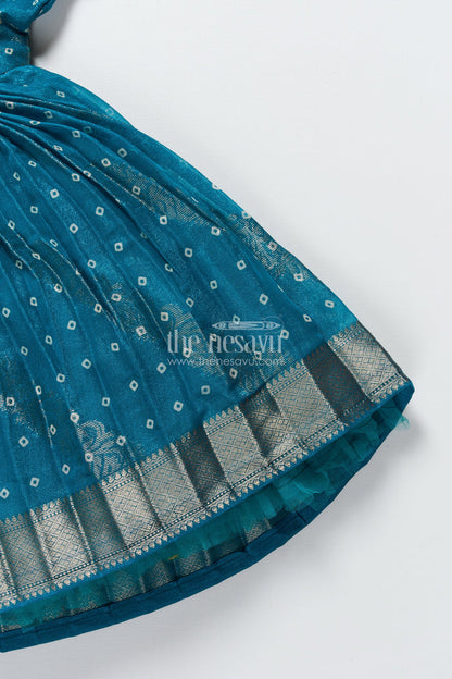 The Nesavu Silk Frock Silk Frock for Toddler Girls Perfect for Ethnic Functions and Festivals Nesavu Nesavu toddler girl silk frock jacquard weaving  perfect Diwali traditional family functions