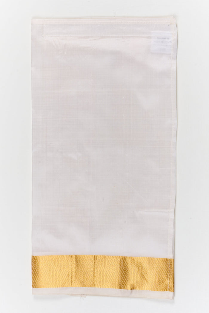 The Nesavu Pure Silk Vesti Silk Temple Dhoti for Boys for Poojas and Heritage Functions Nesavu 16 (1Y) / White / Pure Silk D072B-16 Nesavu silk temple dhoti for boys – traditional outfit for poojas, festivals, and cultural celebrations