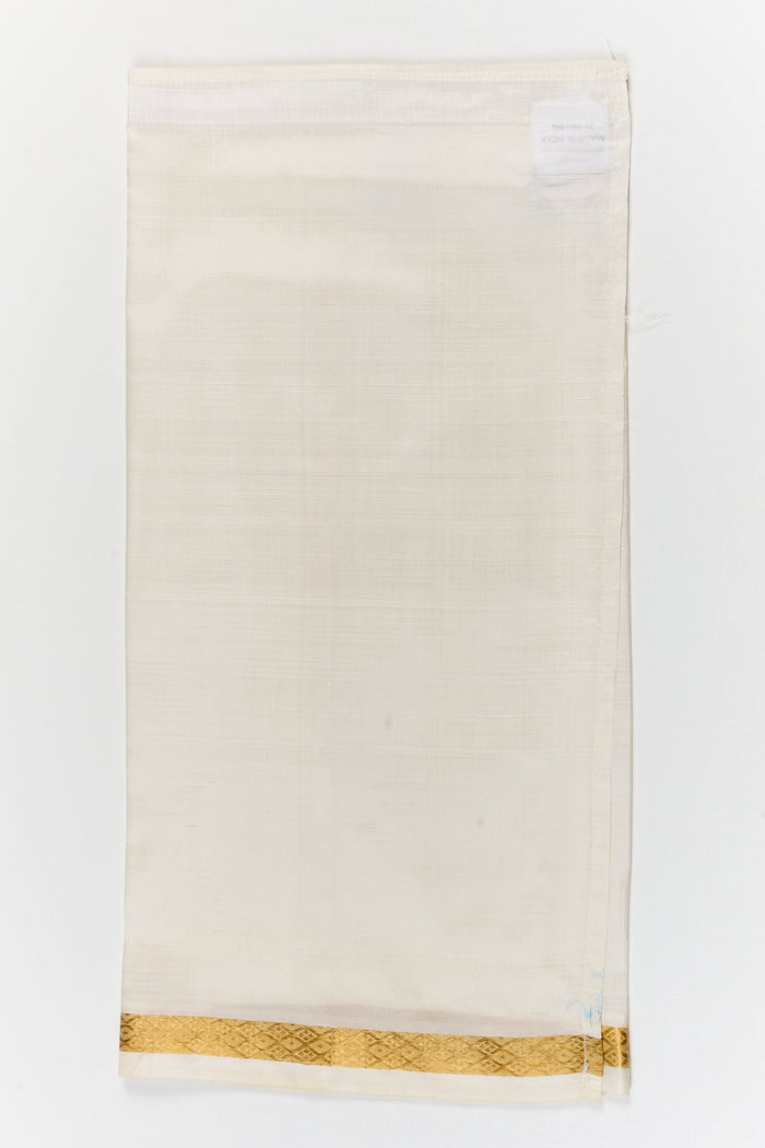 The Nesavu Boys Vesti Silk Vesti for Boys Festive Dressing and Pooja Functions Nesavu 18 (2Y) / Cream / Silk D060B-18 Nesavu silk vesti for boys with subtle zari border – ideal for poojas, school events and traditional wear