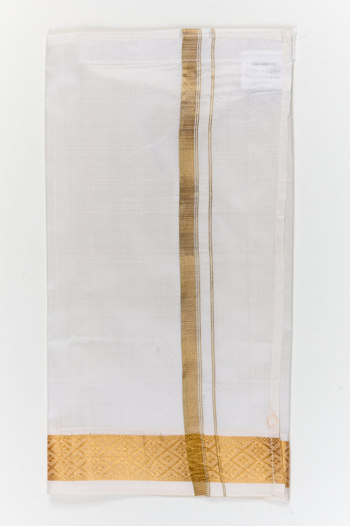 The Nesavu Boys Vesti Boys Silk Vesti for Wedding Rituals and Traditional Dressing Nesavu 14 (6M) / White / Silk D059A-14 Nesavu boys silk vesti with rich zari detailing – perfect for wedding ceremonies and festive occasions