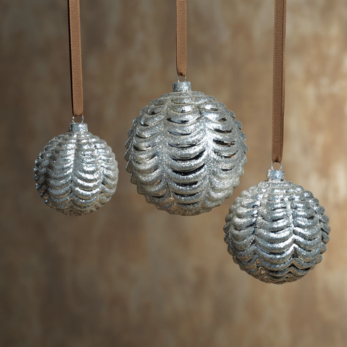Silver Ripple Ball Ornament - Ornaments by Carlyle Avenue