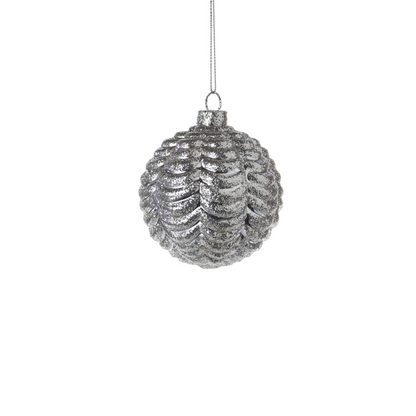 Silver Ripple Ball Ornament - Ornaments by Carlyle Avenue