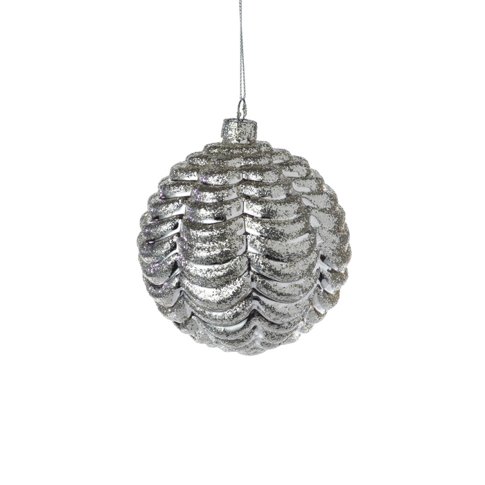 Silver Ripple Ball Ornament - Ornaments by Carlyle Avenue