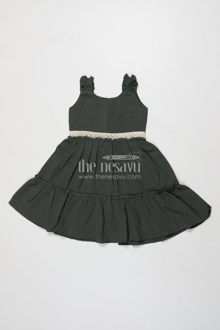 The Nesavu Girls Cotton Frock Sleeveless Baby Girl Frock in Modal Silk for Everyday Ethnic Style Nesavu 18 (2Y) / Green GFC2029A-18 Nesavu sleeveless modal silk frock for baby girls with digital print for casual festive wear