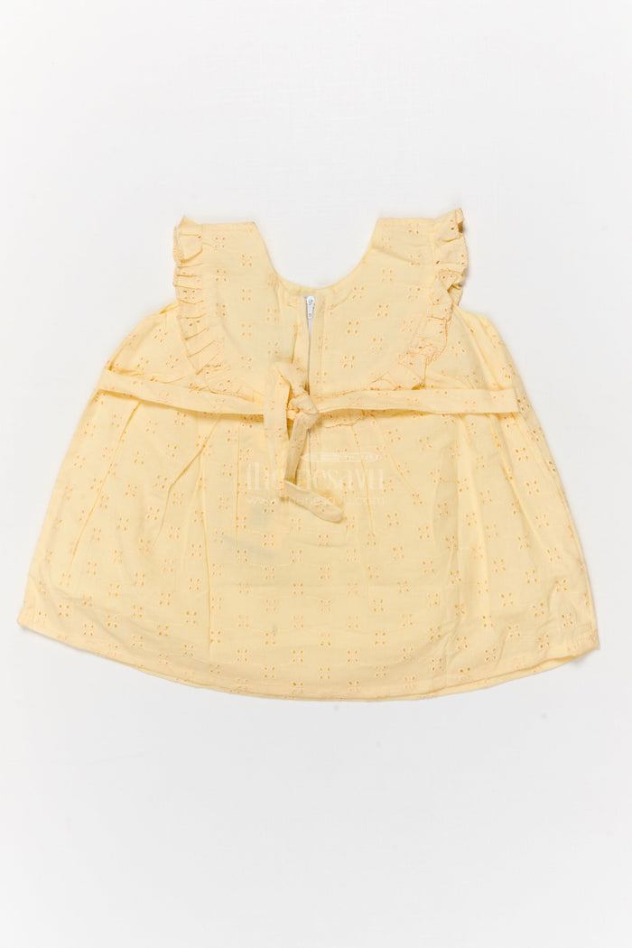 The Nesavu Baby Cotton Frocks Sleeveless Hakoba Frock for Baby Girls with Ruffle Detail for Traditional Moments Nesavu Nesavu baby girl sleeveless hakoba cotton frock with ruffle detail for traditional family outings