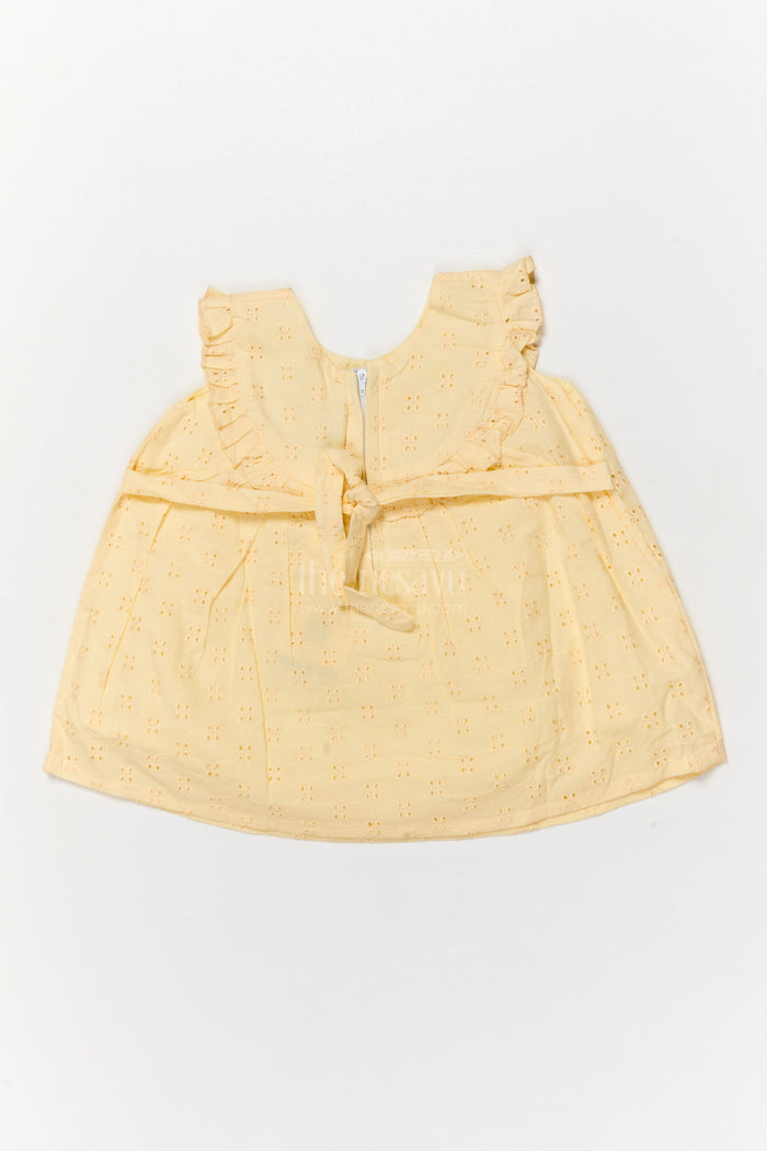 The Nesavu Baby Cotton Frocks Sleeveless Hakoba Frock for Baby Girls with Ruffle Detail for Traditional Moments Nesavu Nesavu baby girl sleeveless hakoba cotton frock with ruffle detail for traditional family outings