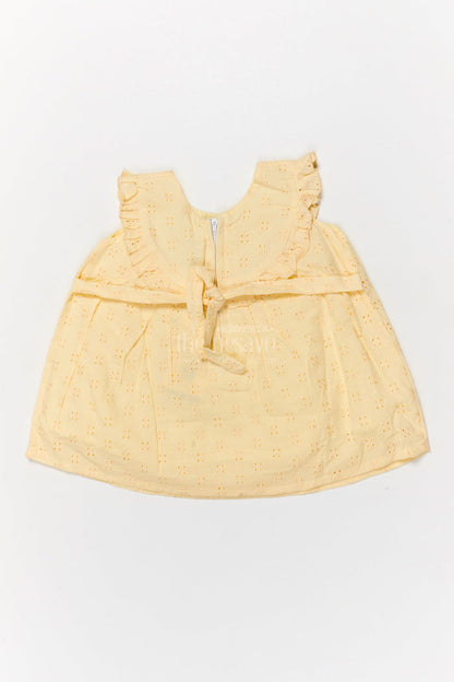 The Nesavu Baby Cotton Frocks Sleeveless Hakoba Frock for Baby Girls with Ruffle Detail for Traditional Moments Nesavu Nesavu baby girl sleeveless hakoba cotton frock with ruffle detail for traditional family outings