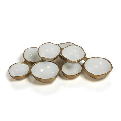 Small Cluster of Eight Serving Bowls - Gold & White - Serveware by Carlyle Avenue