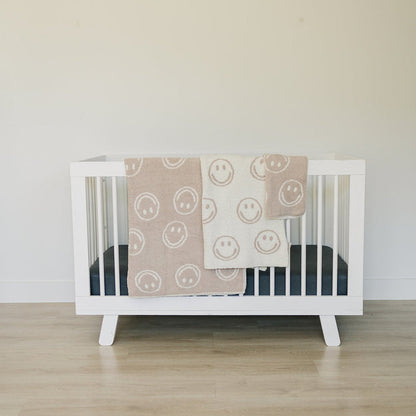 Smiley Taupe Plush Blanket