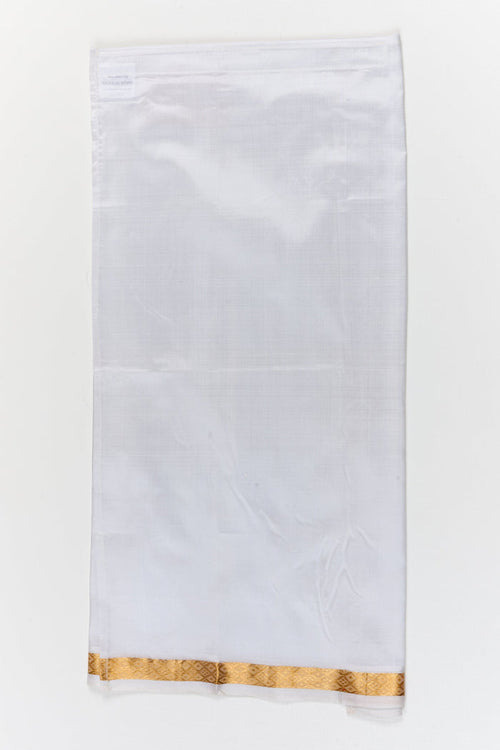 The Nesavu Pure Silk Vesti Soft Silk Dhoti for Newborn Baby Boys for Ceremonies and Gifting Nesavu 24 (5Y) / White / Pure Silk D078A-24 Nesavu soft silk dhoti for newborn boys – ideal for annaprashana, naming, and traditional baby gifting