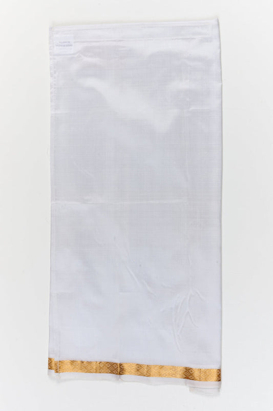 The Nesavu Pure Silk Vesti Soft Silk Dhoti for Newborn Baby Boys for Ceremonies and Gifting Nesavu 24 (5Y) / White / Pure Silk D078A-24 Nesavu soft silk dhoti for newborn boys – ideal for annaprashana, naming, and traditional baby gifting