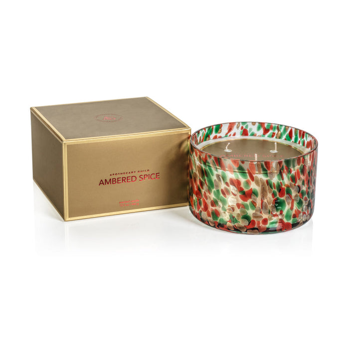 Spangled Glass Scented Candle - Red, Green & Gold - Candles by Carlyle Avenue