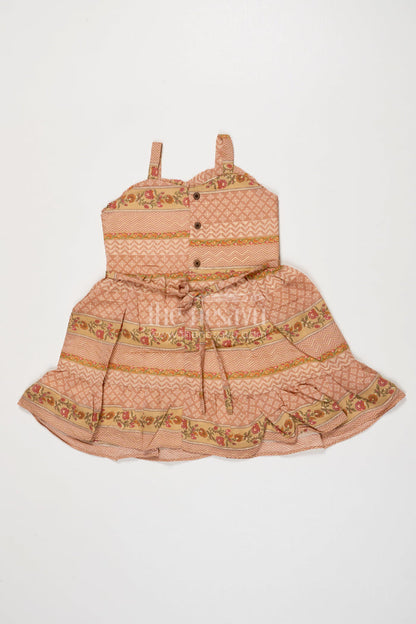 The Nesavu Girls Cotton Frock Strappy Baby Girl Frock with Traditional Digital Print for Festive Gatherings Nesavu Nesavu baby girl strappy frock in modal silk with festive digital prints for ethnic wear