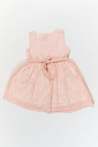 The Nesavu Girls Cotton Frock Striped Cotton Frock with Daisy Embroidery for Sunny Days and Casual Outings Nesavu Nesavu striped cotton frock with floral embroidery – ideal for casual wear and daytime events