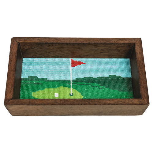 Sunday Green Needlepoint Catchall Tray