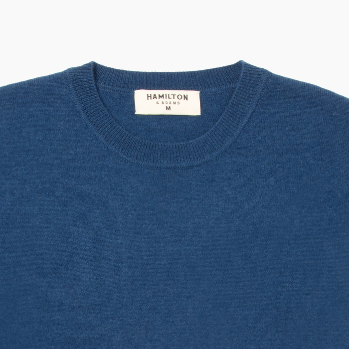 The Garrison Crewneck Sweater in Merino Cashmere - Dark Cobalt