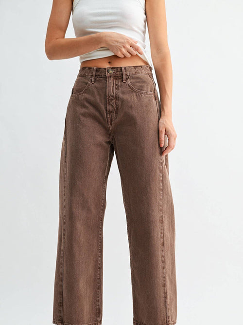 The High Rise Twist Seam Barrel Jean BP471N - Vintage Brown