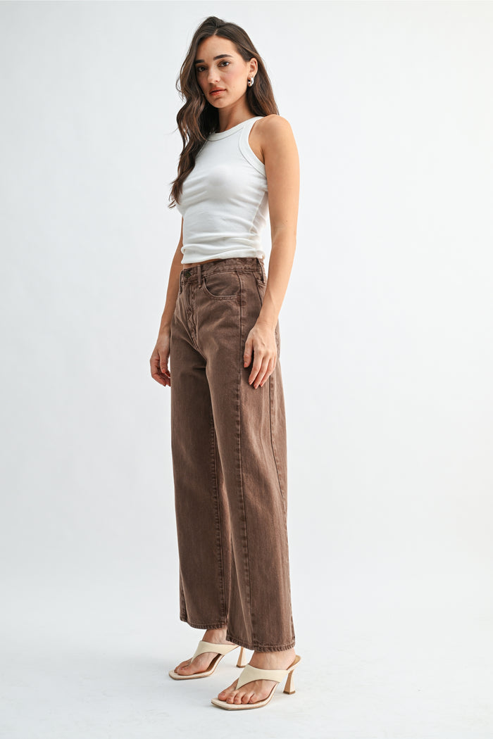 The High Rise Twist Seam Barrel Jean BP471N - Vintage Brown