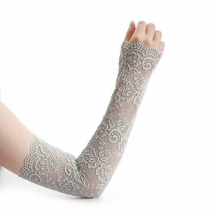 Thin Lace Sexy Gloves - Gray / One Size