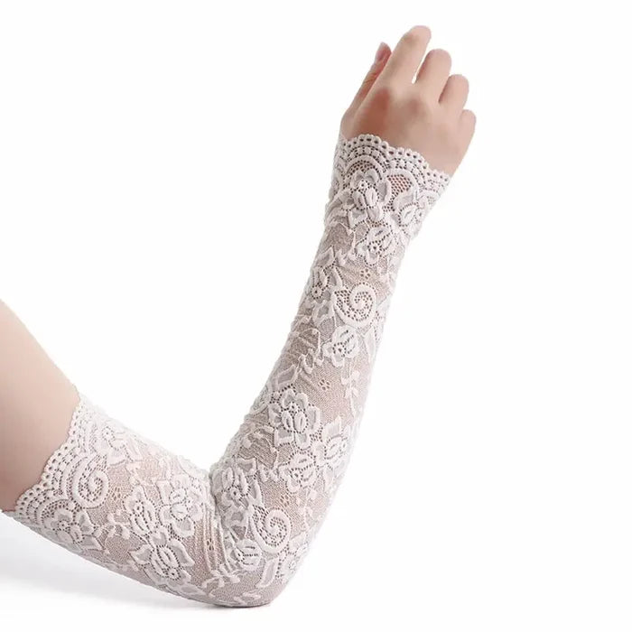 Thin Lace Sexy Gloves - White / One Size