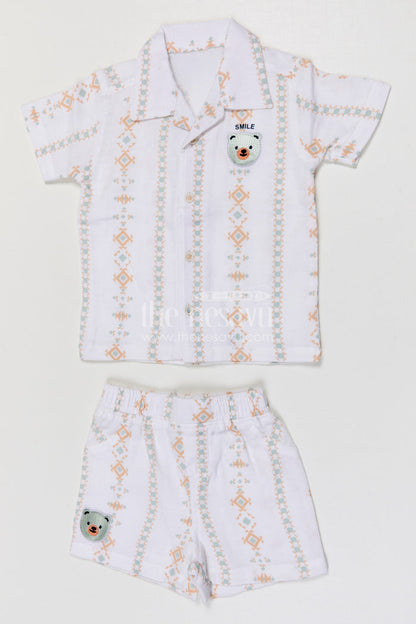 The Nesavu Boys Casual Set Toddler Boy Casual Summer Outfit Set for Everyday Comfort and Play Nesavu Nesavu toddler boy muslin cotton casual outfit set for everyday summer play and outings with digital print