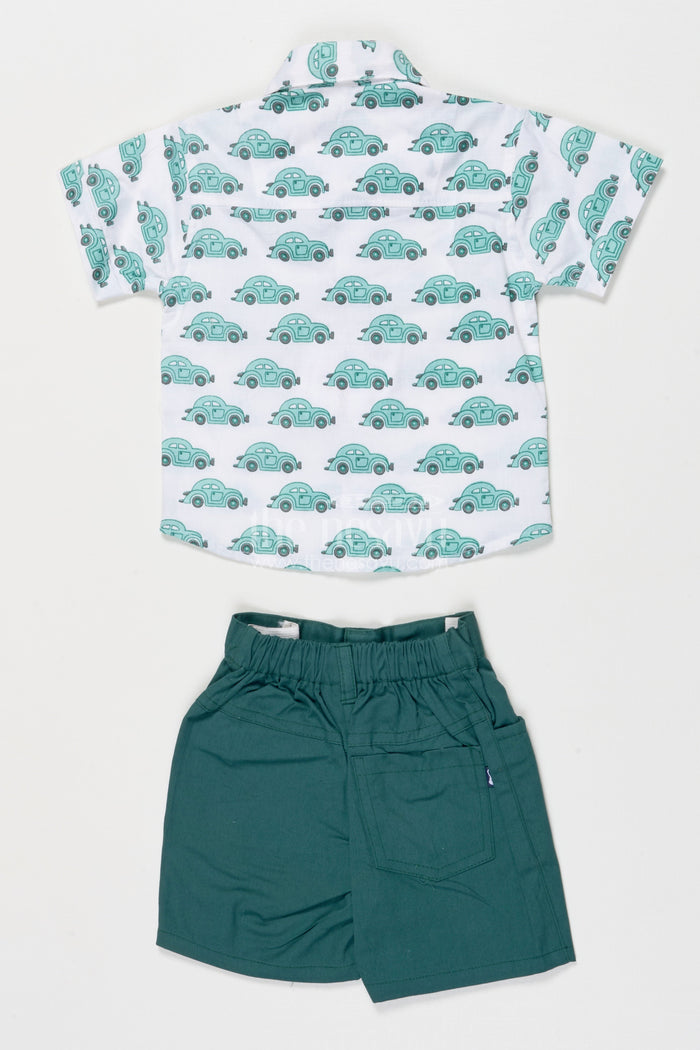 The Nesavu Boys Casual Set Toddler Boy Cotton Outfit Set for Everyday Wear and Playdates Nesavu Nesavu toddler boy cotton outfit printed shirt shorts casual everyday wear