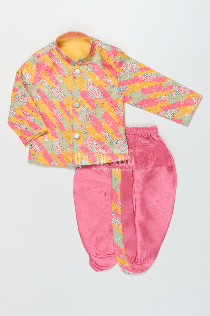 The Nesavu Boys Dothi Set Toddler Boy Dhoti Kurta Set for Traditional Family Occasions Nesavu Nesavu toddler boy dhoti kurta set for birthdays and family festive gatherings