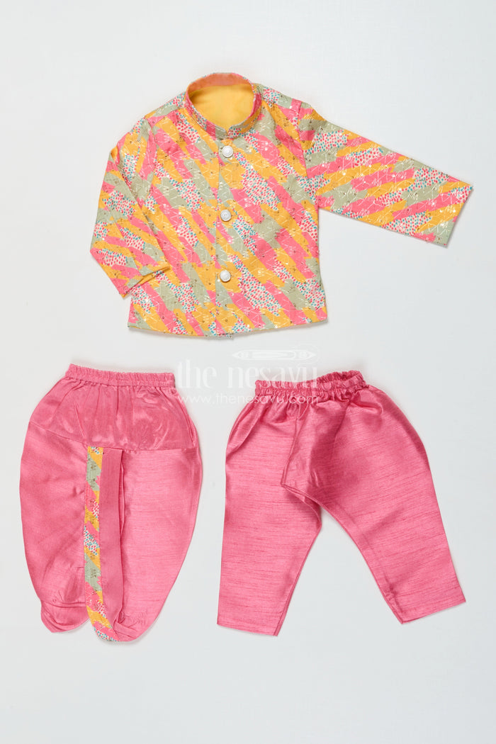 The Nesavu Boys Dothi Set Toddler Boy Dhoti Kurta Set for Traditional Family Occasions Nesavu Nesavu toddler boy dhoti kurta set for birthdays and family festive gatherings