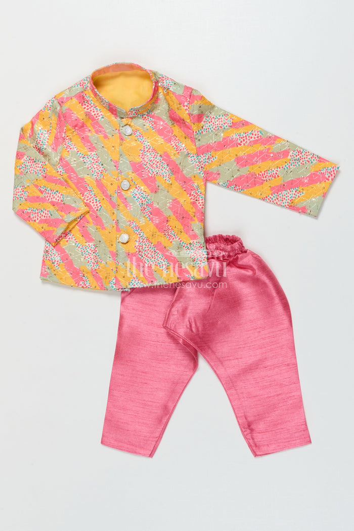 The Nesavu Boys Dothi Set Toddler Boy Dhoti Kurta Set for Traditional Family Occasions Nesavu Nesavu toddler boy dhoti kurta set for birthdays and family festive gatherings