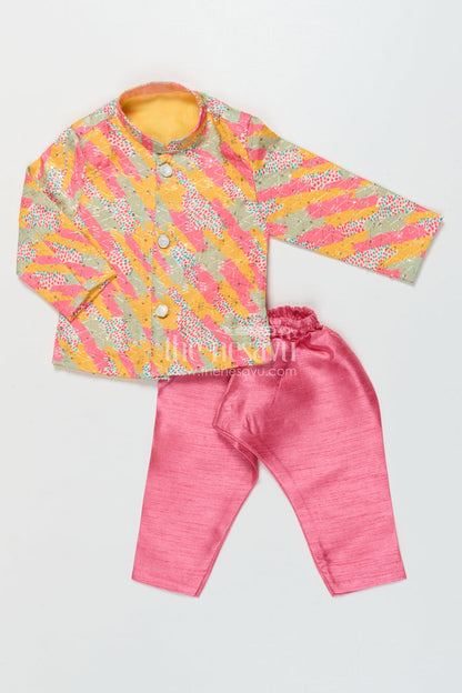 The Nesavu Boys Dothi Set Toddler Boy Dhoti Kurta Set for Traditional Family Occasions Nesavu Nesavu toddler boy dhoti kurta set for birthdays and family festive gatherings