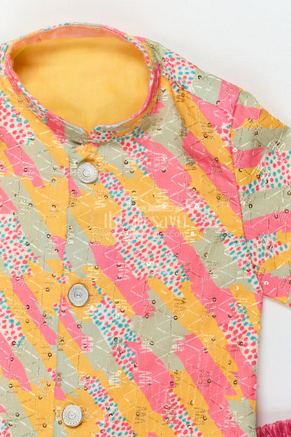 The Nesavu Boys Dothi Set Toddler Boy Dhoti Kurta Set for Traditional Family Occasions Nesavu Nesavu toddler boy dhoti kurta set for birthdays and family festive gatherings