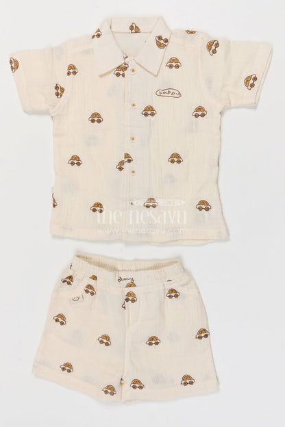 The Nesavu Boys Casual Set Toddler Boy Summer Outfit Set for Everyday Play and Outings Nesavu Nesavu toddler boy muslin cotton outfit set for summer play and casual outings with breathable digital print design