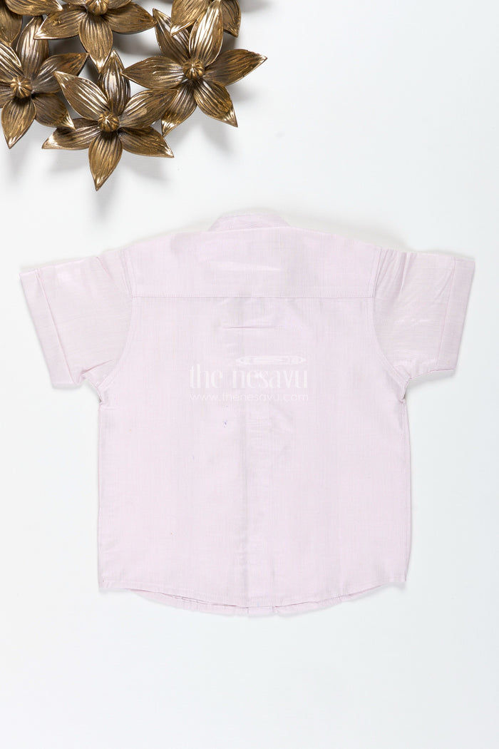 The Nesavu Boys Cotton Shirt Toddler Boys Ethnic Shirt for Rituals and Family Celebrations Nesavu Nesavu Cream Ethnic Shirt Toddler Boys Traditional Outfit Cotton Tissue Pintucks