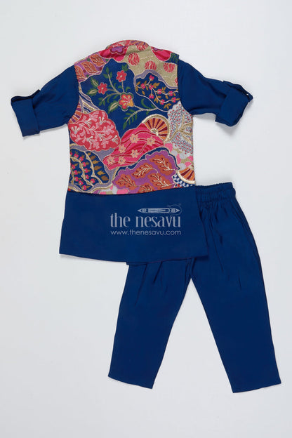 The Nesavu Boys Jacket Sets Toddler Boys Jacket Set for Weddings and Ethnic Celebrations Nesavu Nesavu boys festive jacket kurta set designer Nehru jacket weddings cultural events