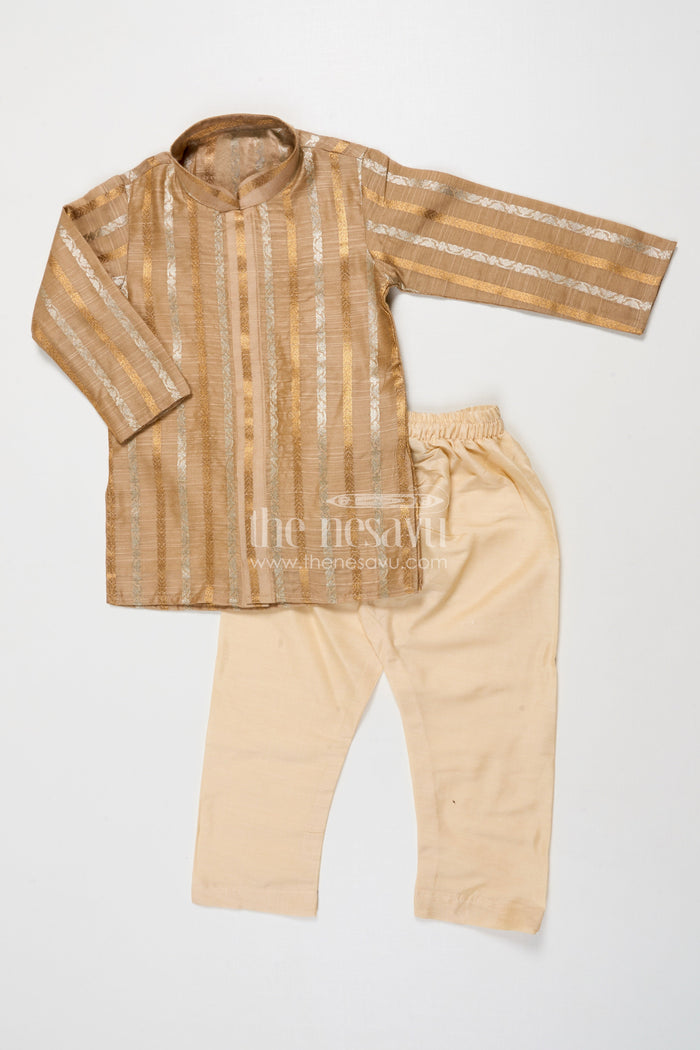 The Nesavu Boys Kurtha Set Toddler Boys Kurta Set for Ethnic Day and Festive Functions Nesavu 16 (1Y) / Gold BES843A-16 Nesavu toddler boys kurta set for school ethnic day and festive celebrations