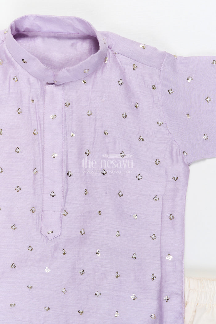 The Nesavu Boys Kurtha Set Toddler Boys Kurta Set for Weddings and Festive Occasions Nesavu Nesavu toddler boys kurta set with sequence embroidery for weddings and festivals