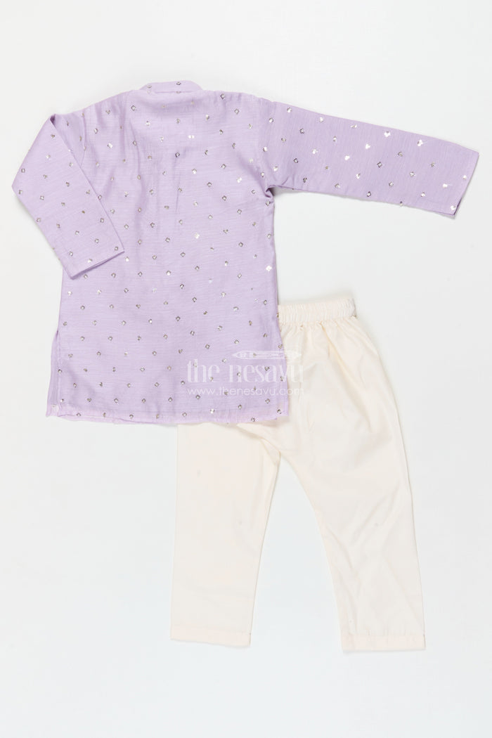The Nesavu Boys Kurtha Set Toddler Boys Kurta Set for Weddings and Festive Occasions Nesavu Nesavu toddler boys kurta set with sequence embroidery for weddings and festivals