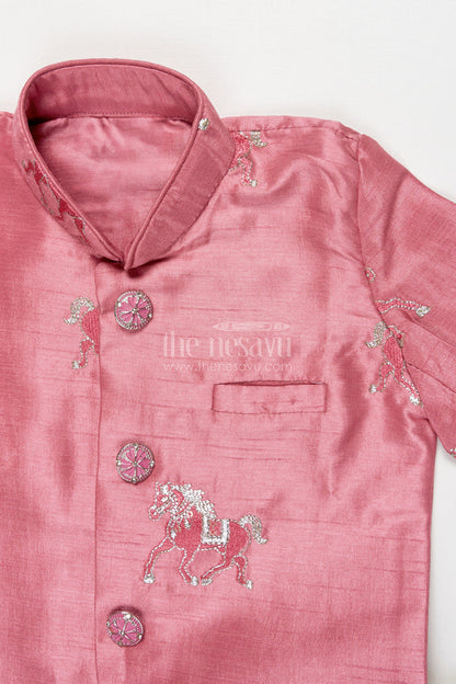 The Nesavu Boys Sherwani Toddler Boys Sherwani Set for Weddings and Ethnic Functions Nesavu Nesavu toddler boys sherwani set thread embroidery festive wedding wear