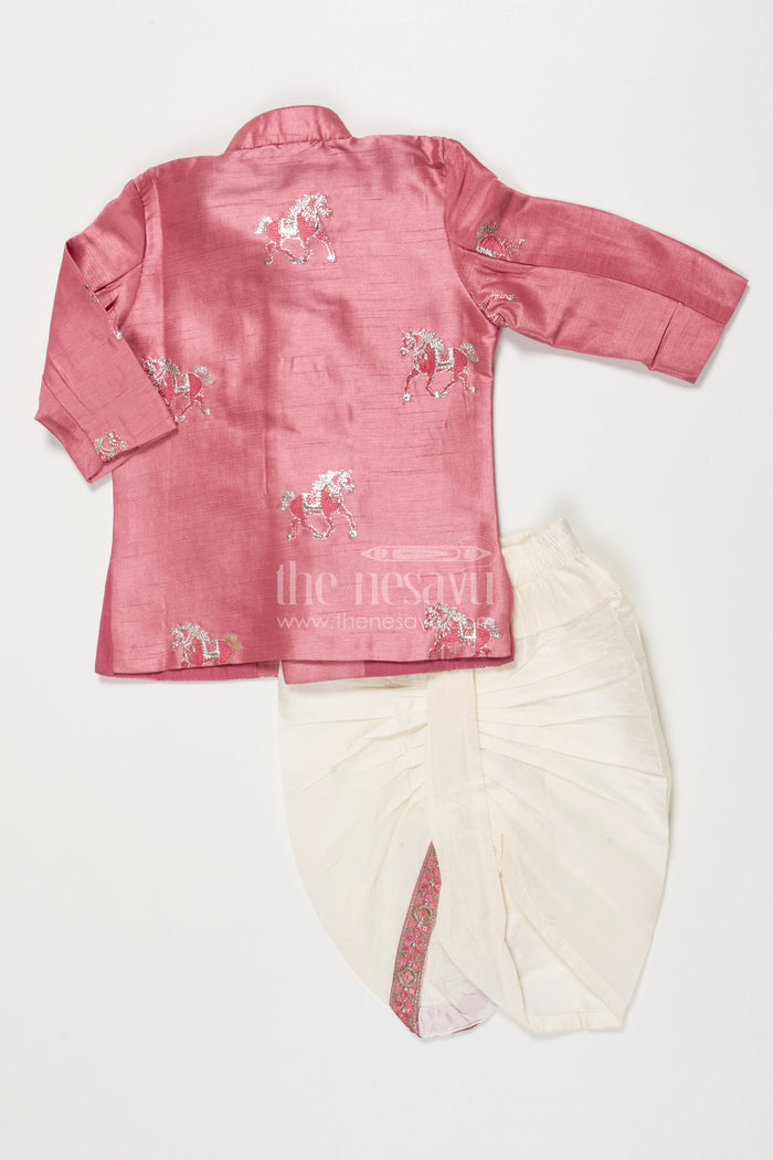 The Nesavu Boys Sherwani Toddler Boys Sherwani Set for Weddings and Ethnic Functions Nesavu Nesavu toddler boys sherwani set thread embroidery festive wedding wear