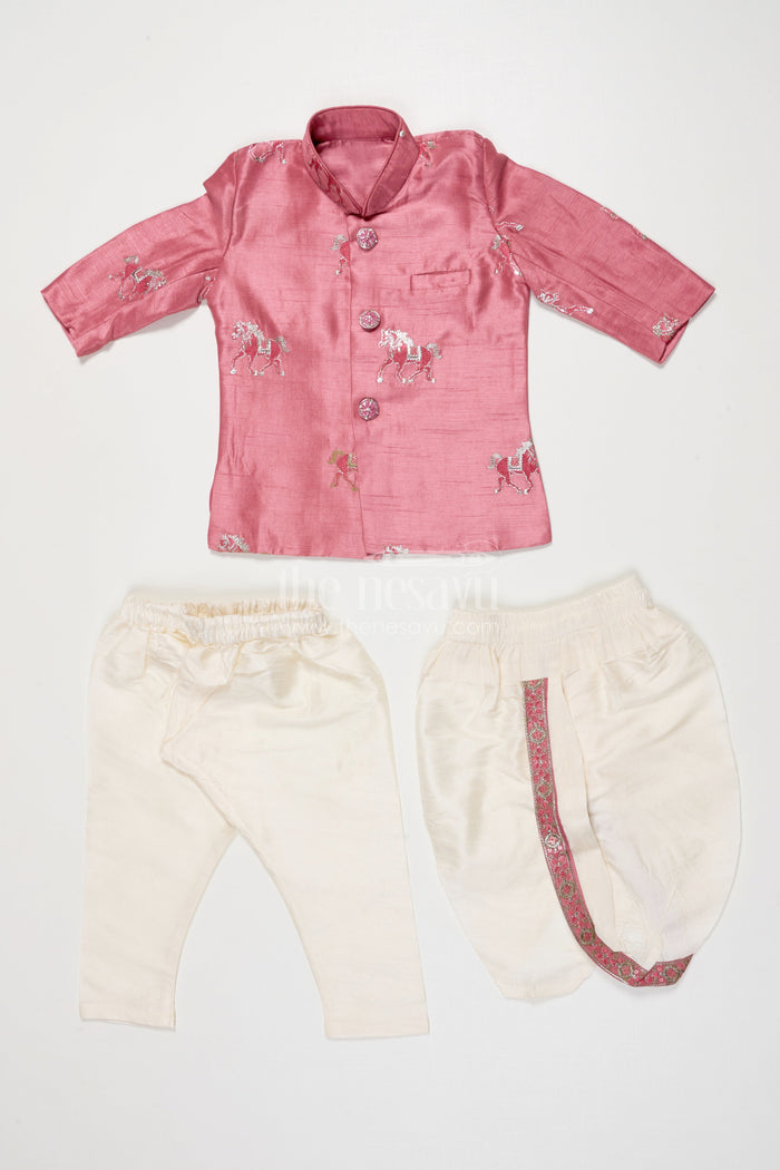 The Nesavu Boys Sherwani Toddler Boys Sherwani Set for Weddings and Ethnic Functions Nesavu Nesavu toddler boys sherwani set thread embroidery festive wedding wear