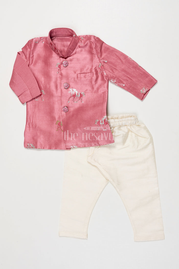 The Nesavu Boys Sherwani Toddler Boys Sherwani Set for Weddings and Ethnic Functions Nesavu Nesavu toddler boys sherwani set thread embroidery festive wedding wear